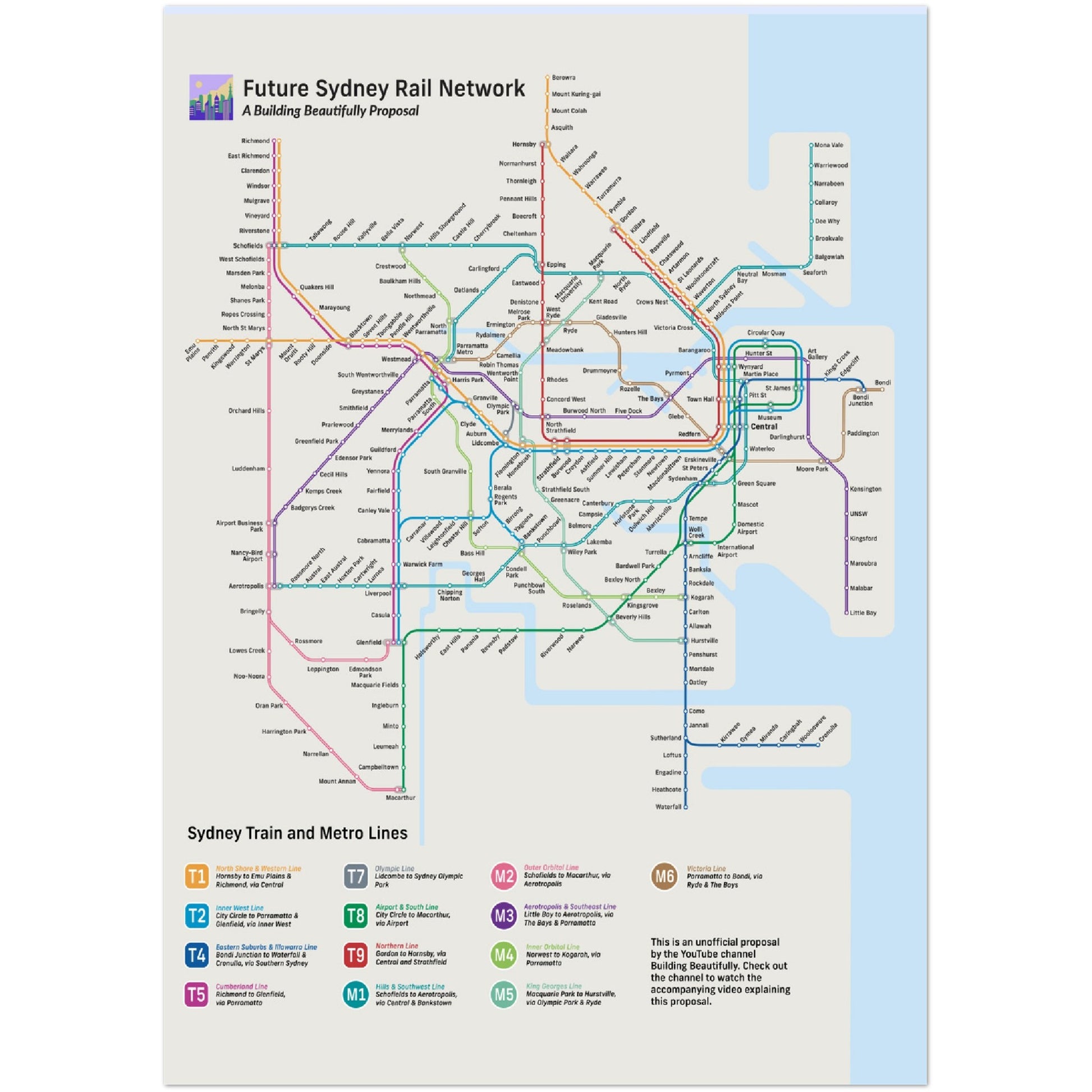 Sydney's Metro Future Proposal Map Poster – Building Beautifully ...